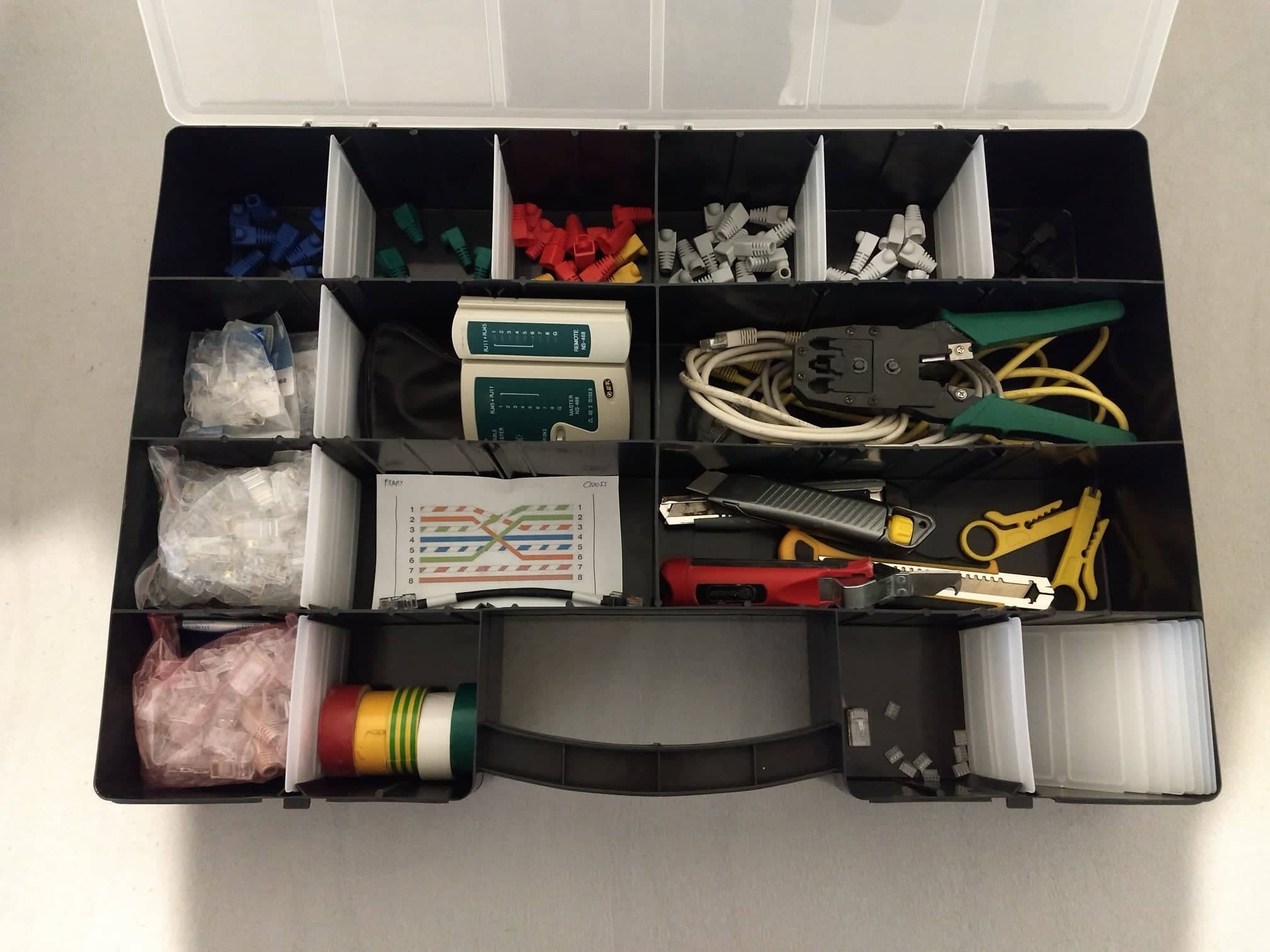 Set na sieťové káble RJ45 (krimpovačka + tester)